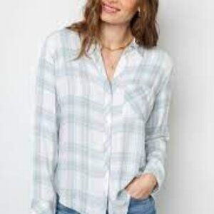 Rails Hunter Mint Peony White Long Sleeve Button Down Shirt Size S